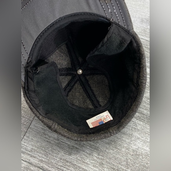 VTG P Caps USA Wool Hat Adult Large Ear Neck Flap Gray Black Preowned - Picture 13 of 16